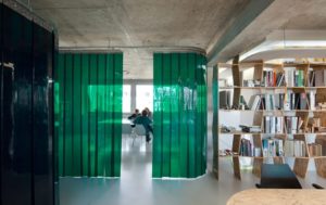 Cortina de lamas de PVC verde office-xtu